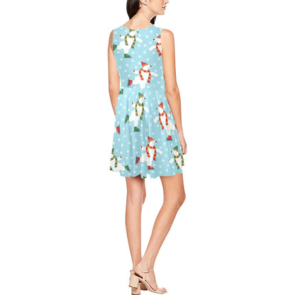 Polar Bear Pattern Print Design PB07 Sleeveless Dress
