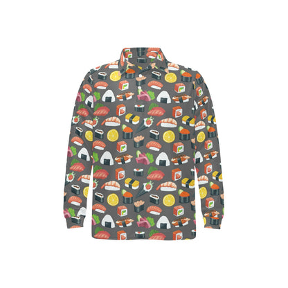 Sushi Pattern Print Long Sleeve Polo Shirt For Men's