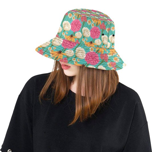 Summer Floral Pattern Print Design SF07 Unisex Bucket Hat