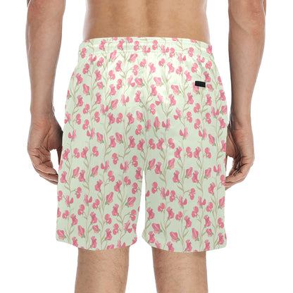 Sweet Pea Print Design LKS301 Men's Swim Trunks Beach Shorts