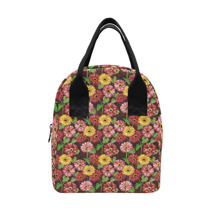 Daisy Gerbera Print Pattern Insulated Lunch Bag