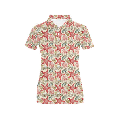 Seashell Print Design LKS301 Women's Polo Shirt