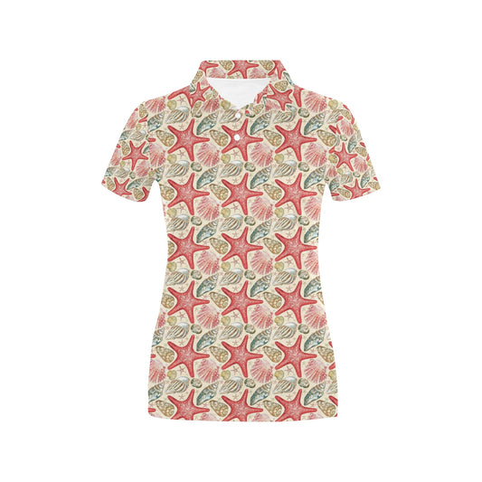 Seashell Print Design LKS301 Women's Polo Shirt