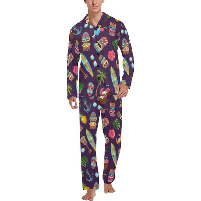 Hawaiian Themed Pattern Print Design H024 Men's Long Pajama Set