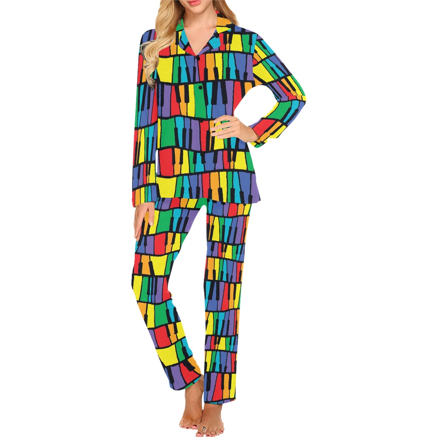 Piano Print Design LKS402 Women's Long Pajama Set