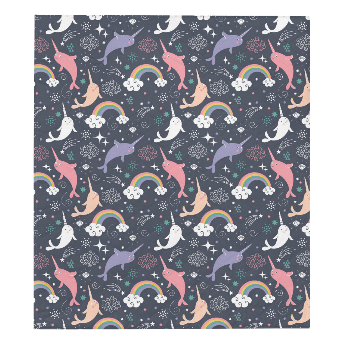 Narwhal Pattern Print Design 01 Premium Quilt
