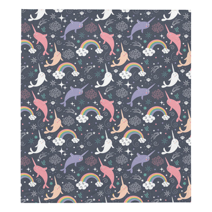 Narwhal Pattern Print Design 01 Premium Quilt