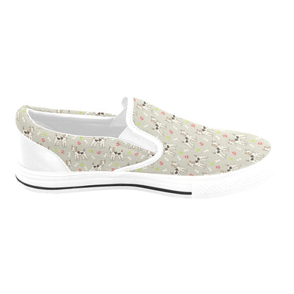Toy Fox Terriers Print Design LKS301 White Slip Ons Canvas Women's Shoes