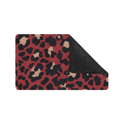 Cheetah Red Print Pattern Rubber Doormat