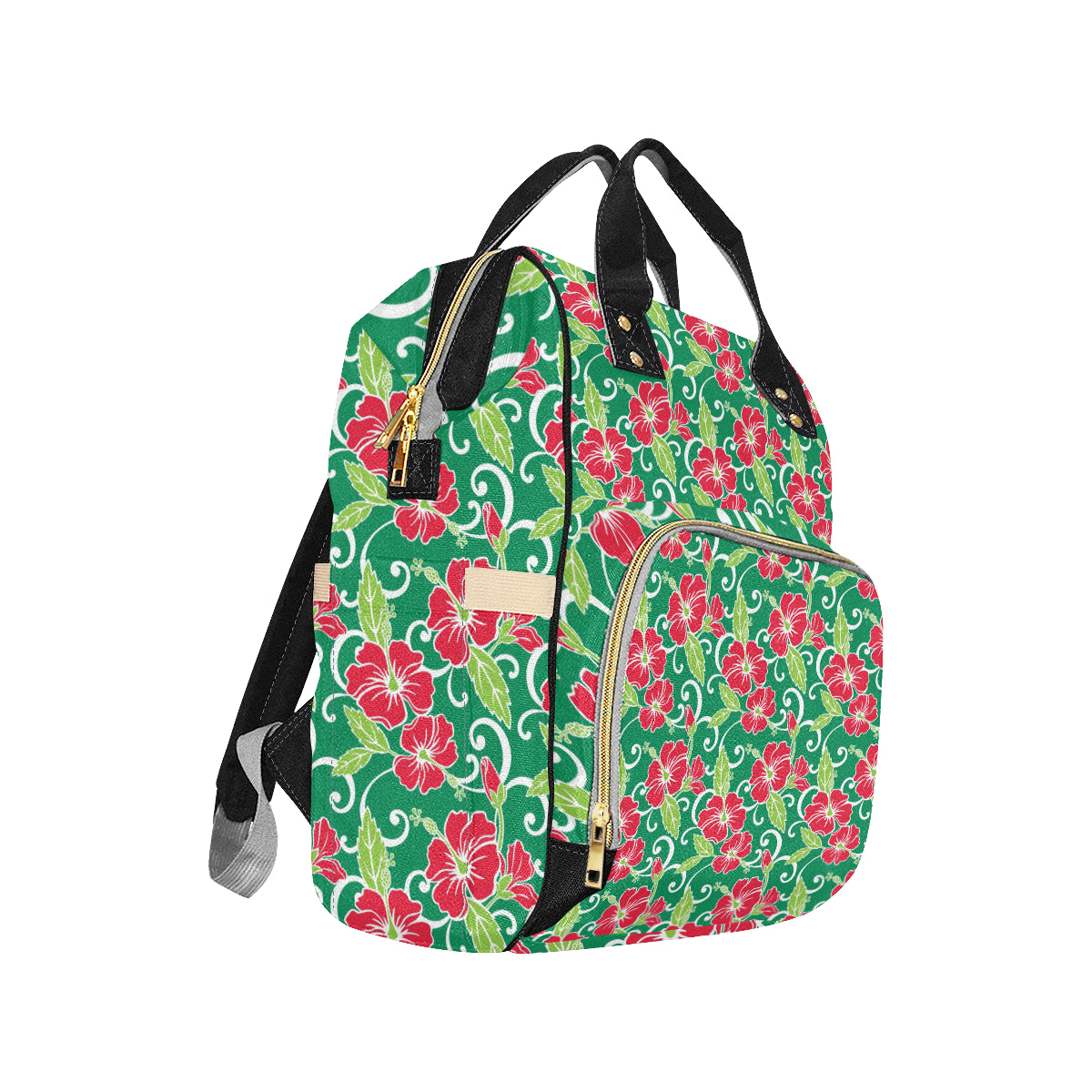 Red Hibiscus Pattern Print Design HB019 Diaper Bag Backpack