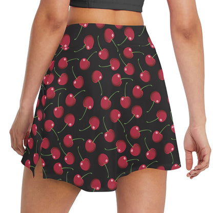 Cherry Black Background 17" Golf & Pickleball Skort with Pockets