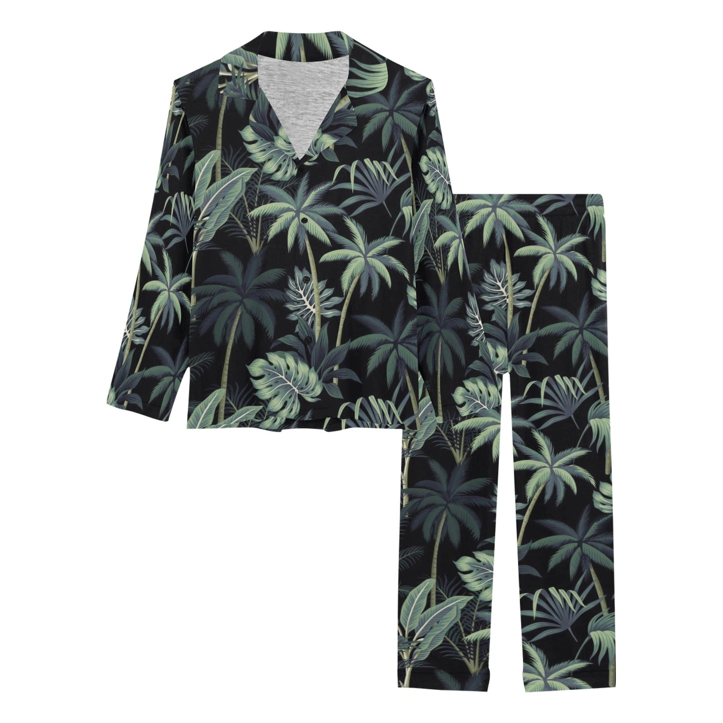 Rainforest Pattern Print Design RF02 Women's Long Pajama Set