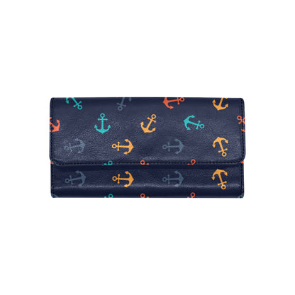Anchor Pattern Print Design 05 Women's Trifold Wallet