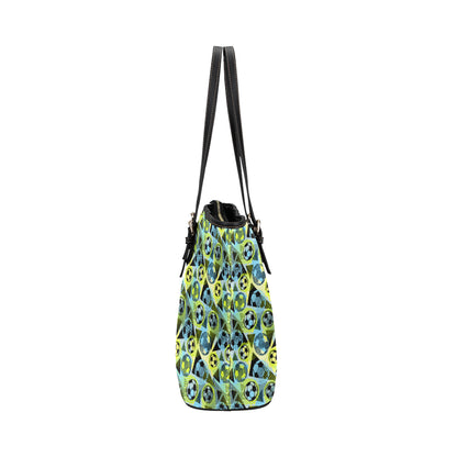 Soccer Ball Themed Print Design Leather Tote Bag