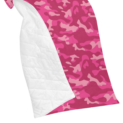 Camo Pink Pattern Print Design 01 Premium Quilt