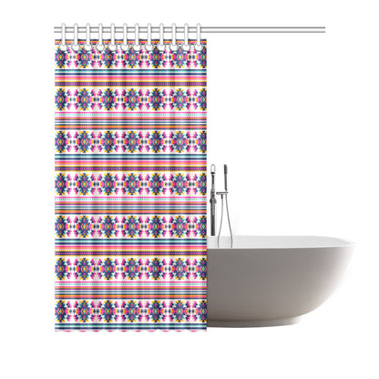 Indian Navajo Neon Themed Design Print Shower Curtain