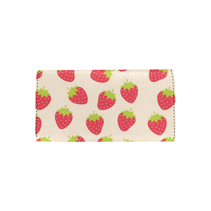 Strawberry Pattern Print Design SB02 Women's Trifold Wallet