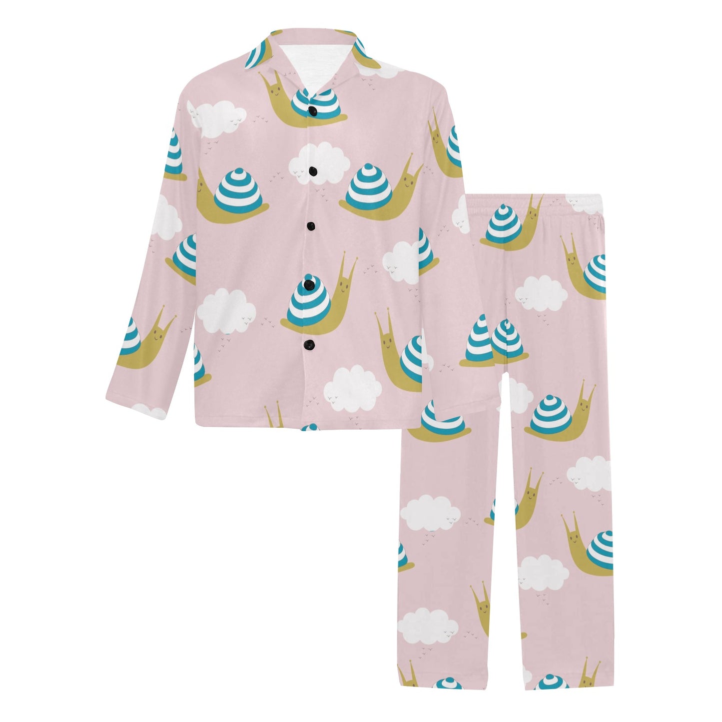 Snail Pattern Print Design 02 Men's Long Pajama Set