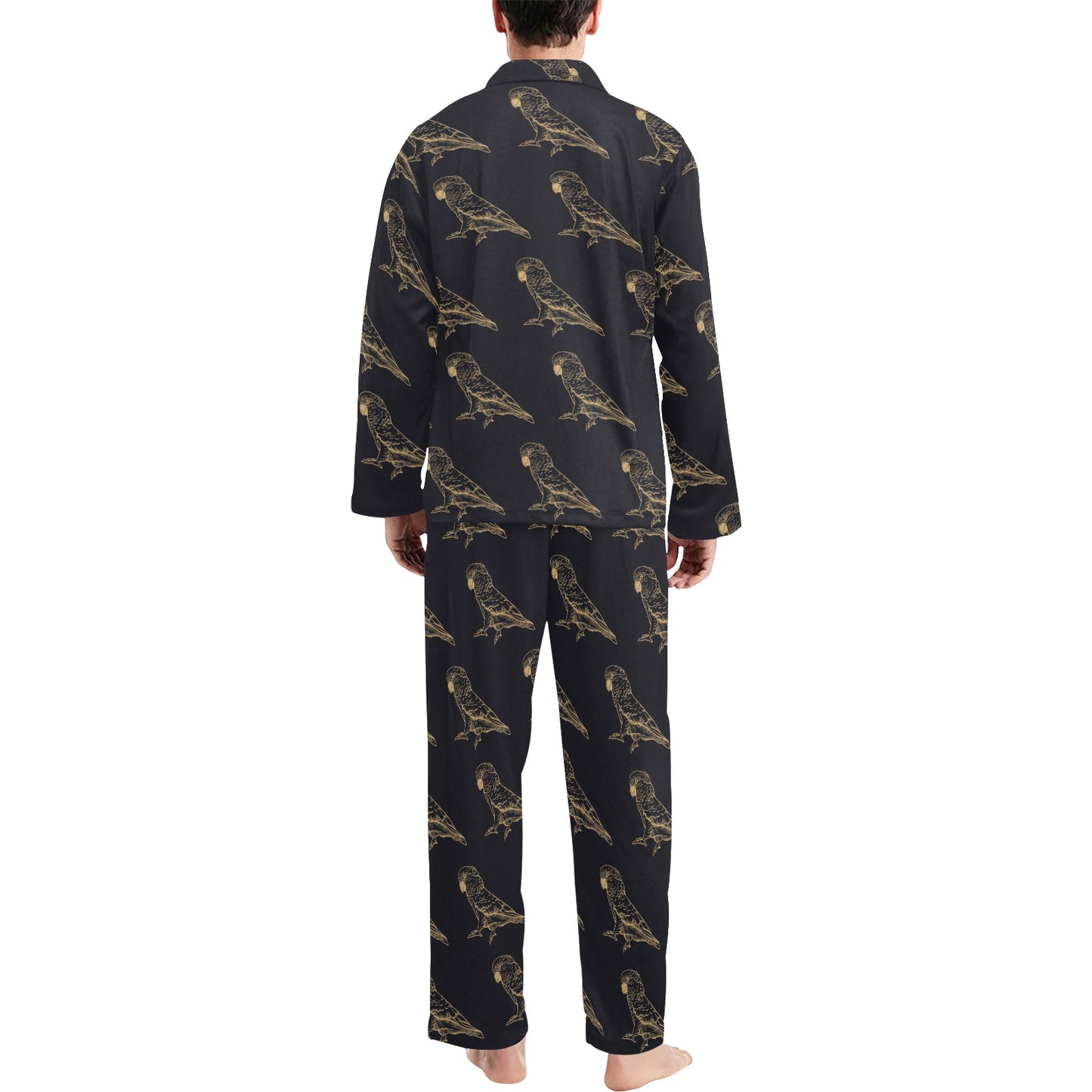 Parakeet Pattern Print Design A04 Men's Long Pajama Set