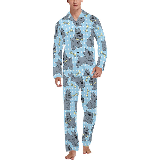 Schnauzers Pattern Print Design A02 Men's Long Pajama Set