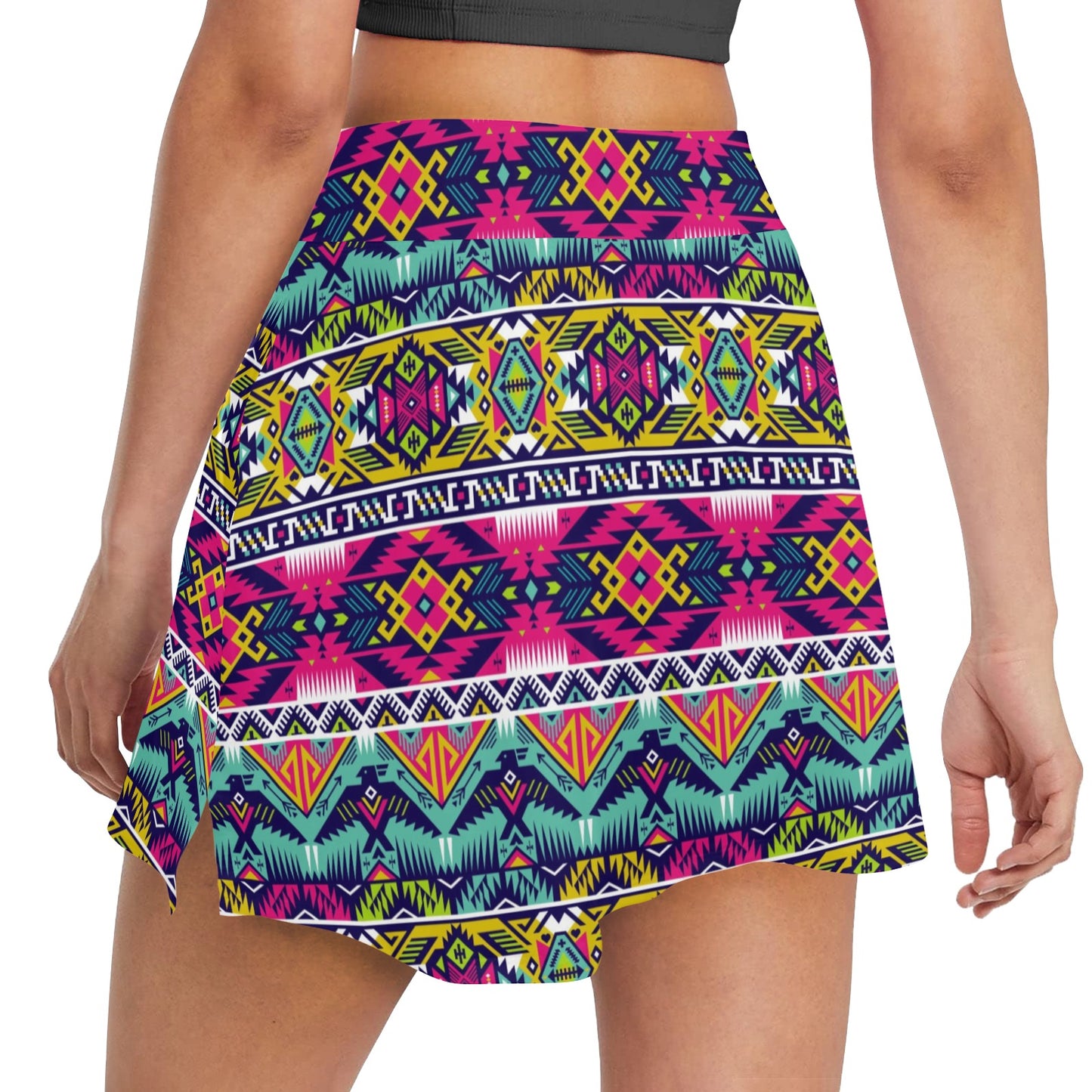 Indian Navajo Color Themed Design Print 17" Golf & Pickleball Skort with Pockets