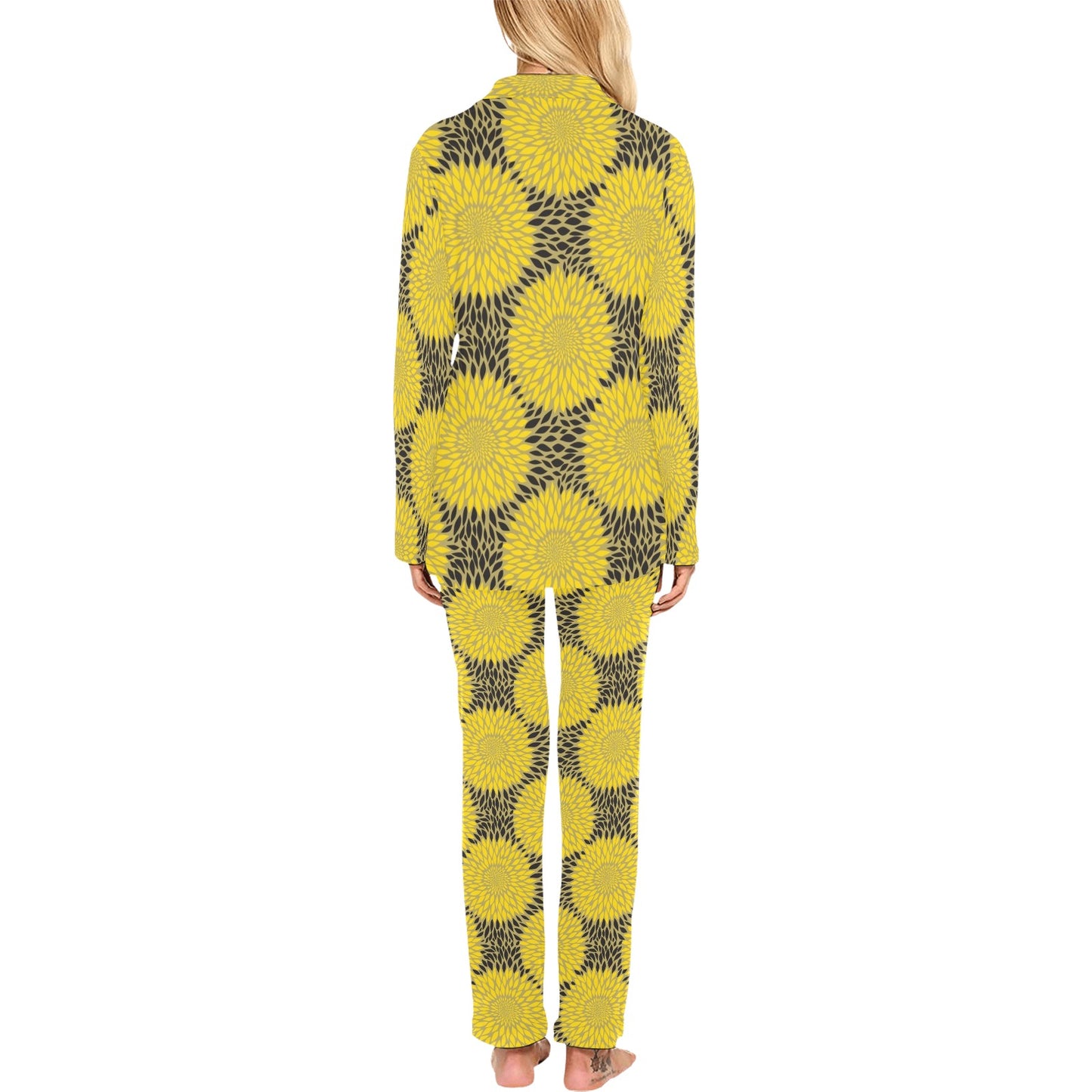 Sunflower Pattern Print Design SF06 Women's Long Pajama Set