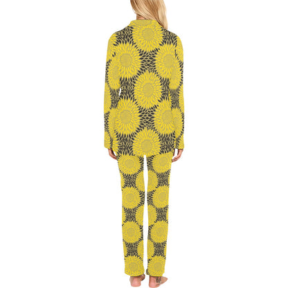 Sunflower Pattern Print Design SF06 Women's Long Pajama Set