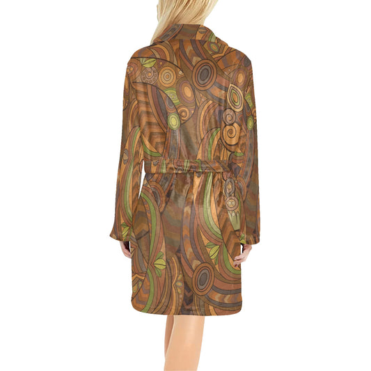 Maori Ornament Design Print Women's Fleece Robe