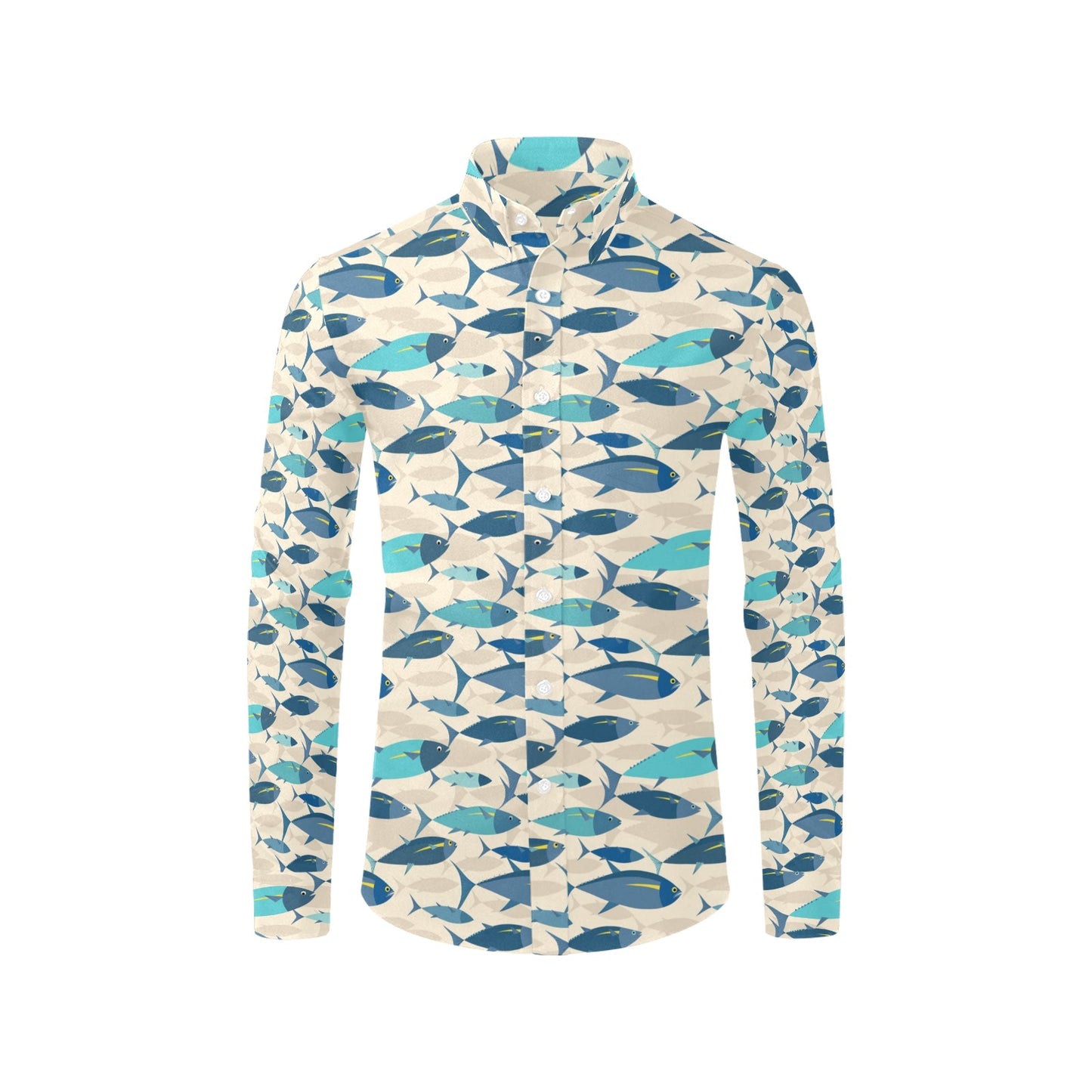 Tuna Fish Print Design LKS302 Men's Long Sleeve Dress Shirt