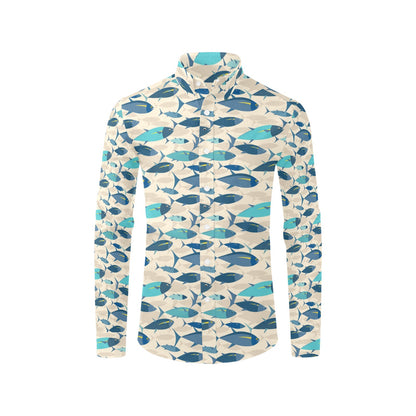 Tuna Fish Print Design LKS302 Men's Long Sleeve Dress Shirt