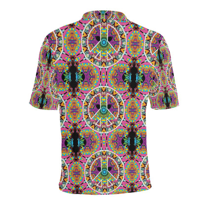 Peace Sign Pattern Print Design A03 Men Polo Shirt