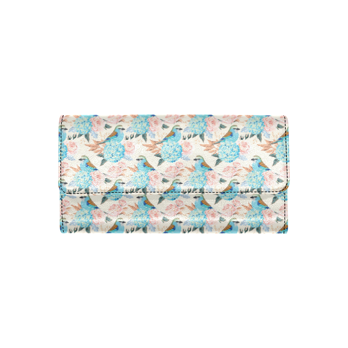Bluebird Pattern Print Design 03 Women's Trifold Wallet