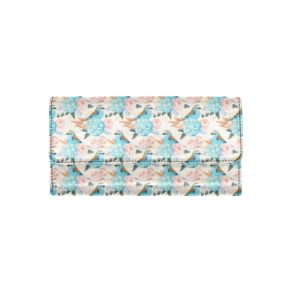 Bluebird Pattern Print Design 03 Women's Trifold Wallet