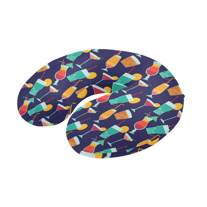 Cocktail Pattern Print Design 06 U-Shaped Travel Neck Pillow