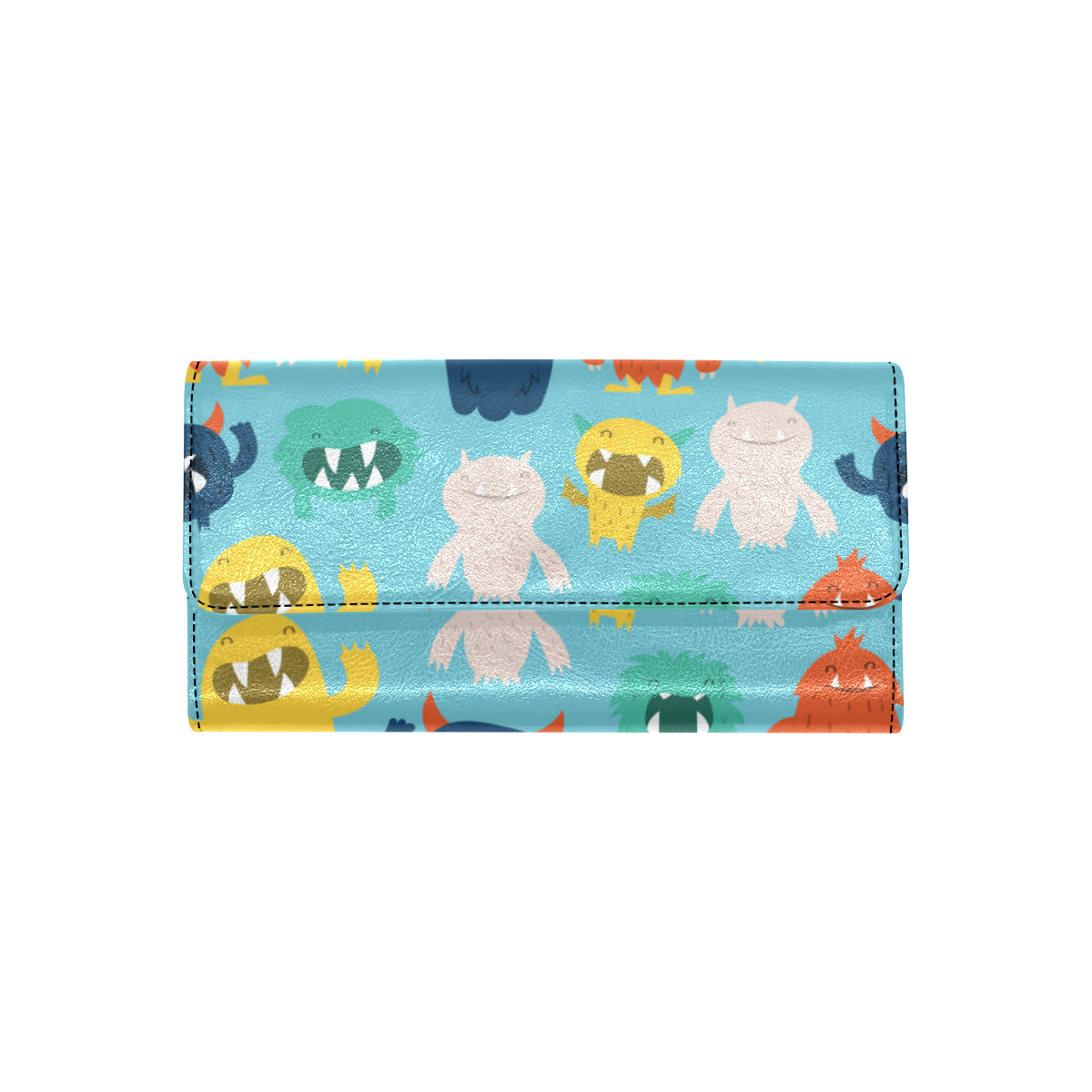 Monster Cartoon Pattern Print Design 03 Women's Trifold Wallet