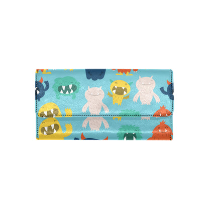 Monster Cartoon Pattern Print Design 03 Women's Trifold Wallet
