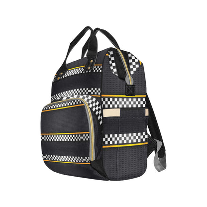 Checkered Flag Yellow Line Style Diaper Bag Backpack
