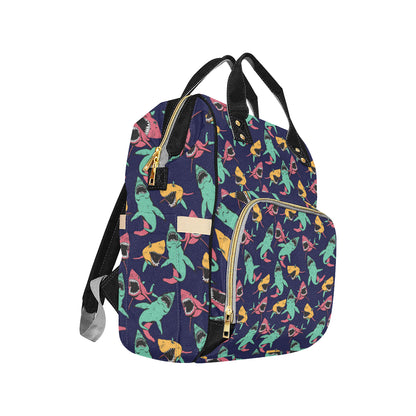 Shark Bite Pattern Diaper Bag Backpack