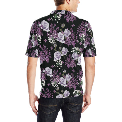 Lilac Pattern Print Design LI04 Men Polo Shirt
