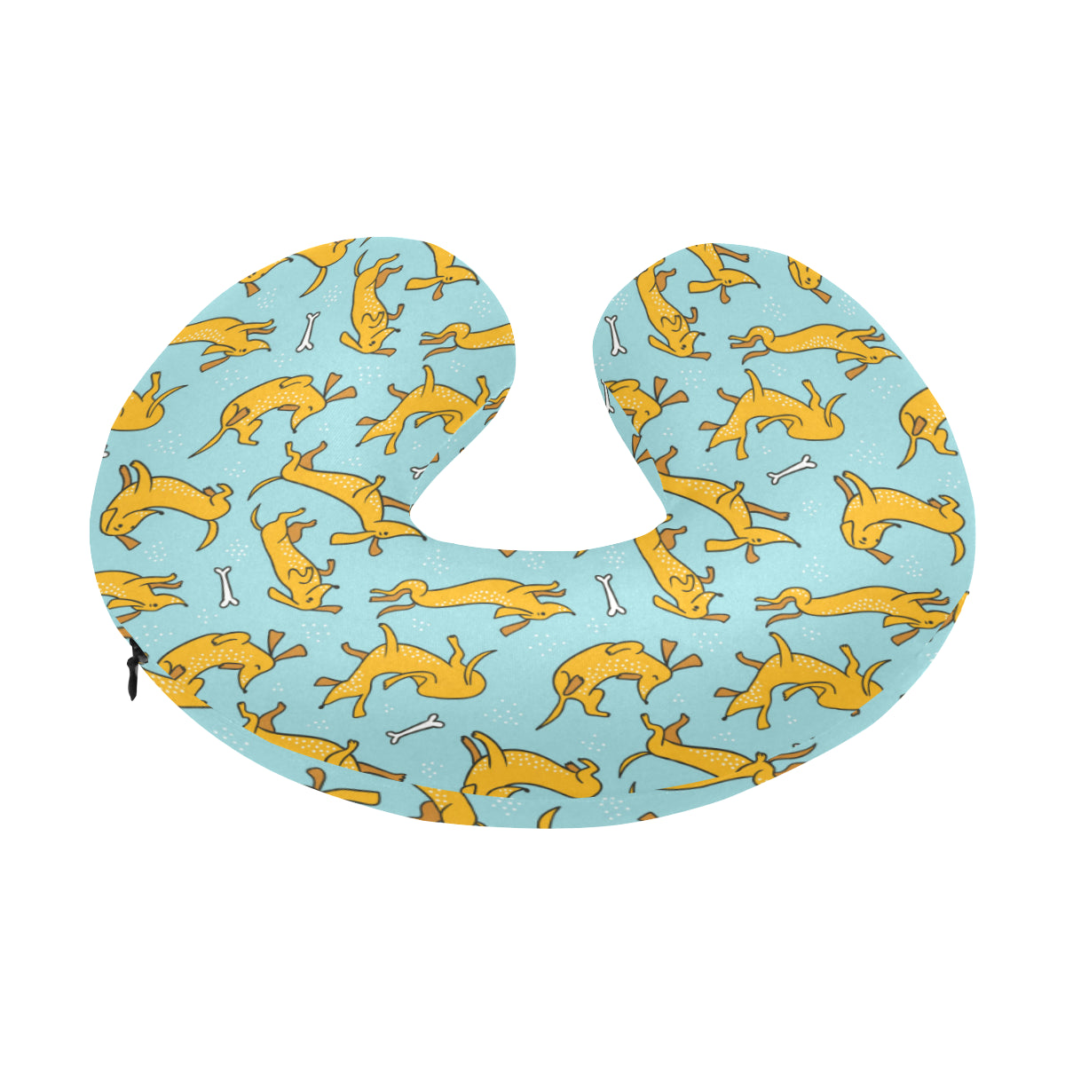Dachshund Pattern Print Design 08 U-Shaped Travel Neck Pillow