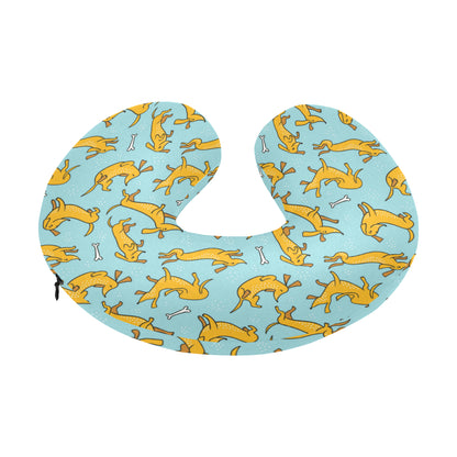 Dachshund Pattern Print Design 08 U-Shaped Travel Neck Pillow
