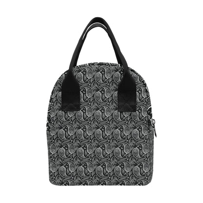Paisley Black Design Print Insulated Lunch Bag