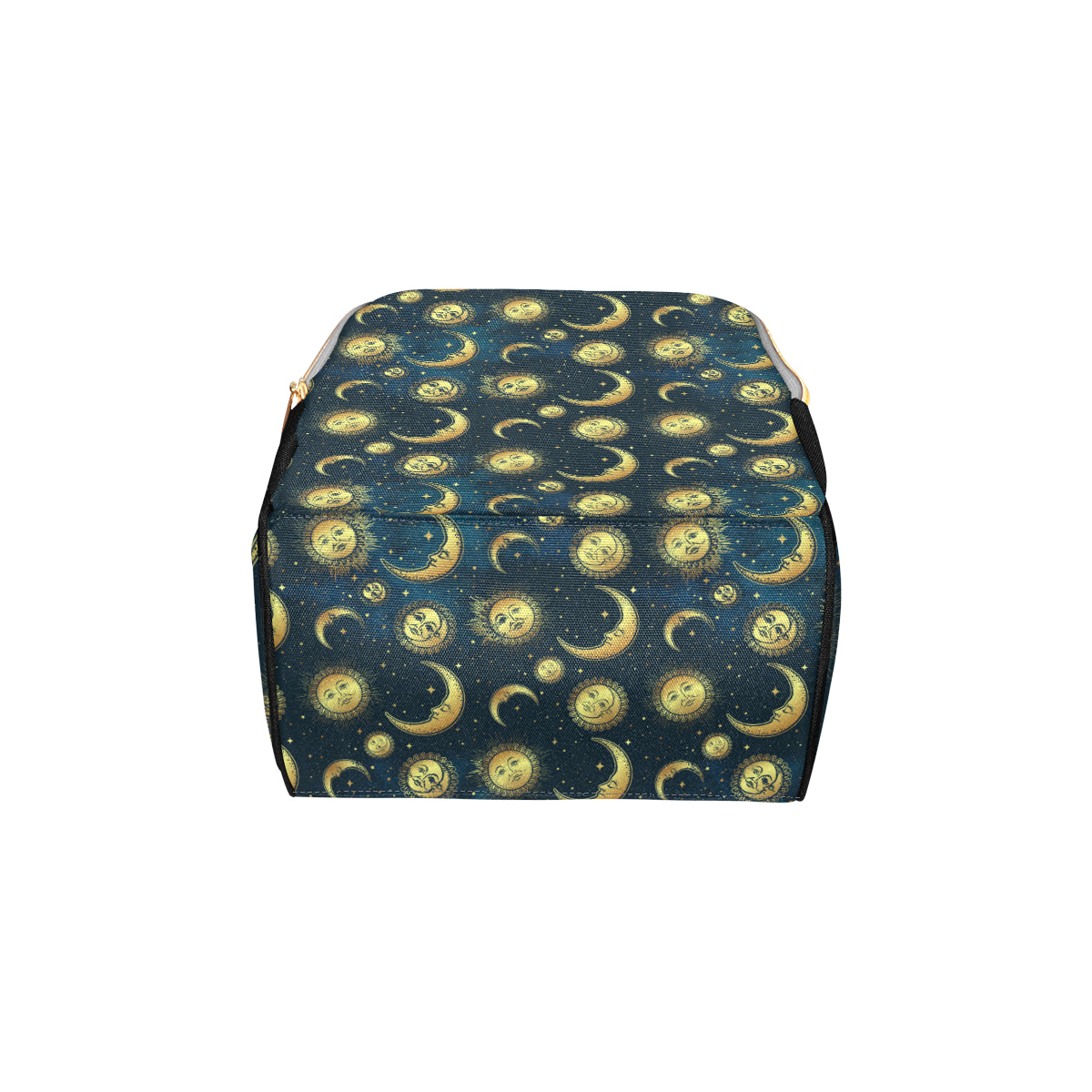 Gold Sun Moon Face Diaper Bag Backpack
