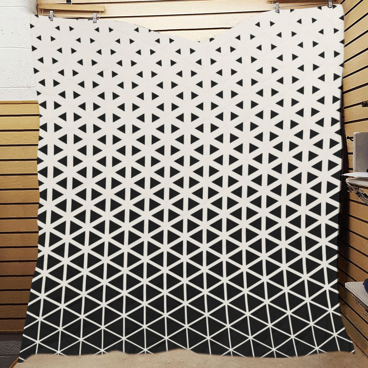 Geometric Black White Pattern Print Design 03 Premium Quilt