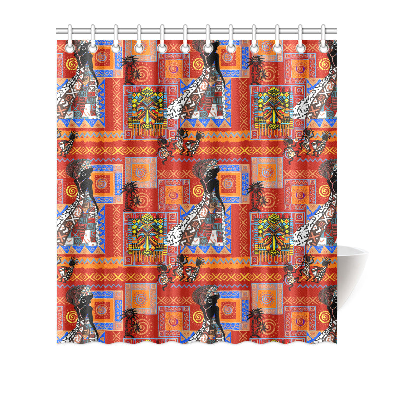 African Print Pattern Shower Curtain