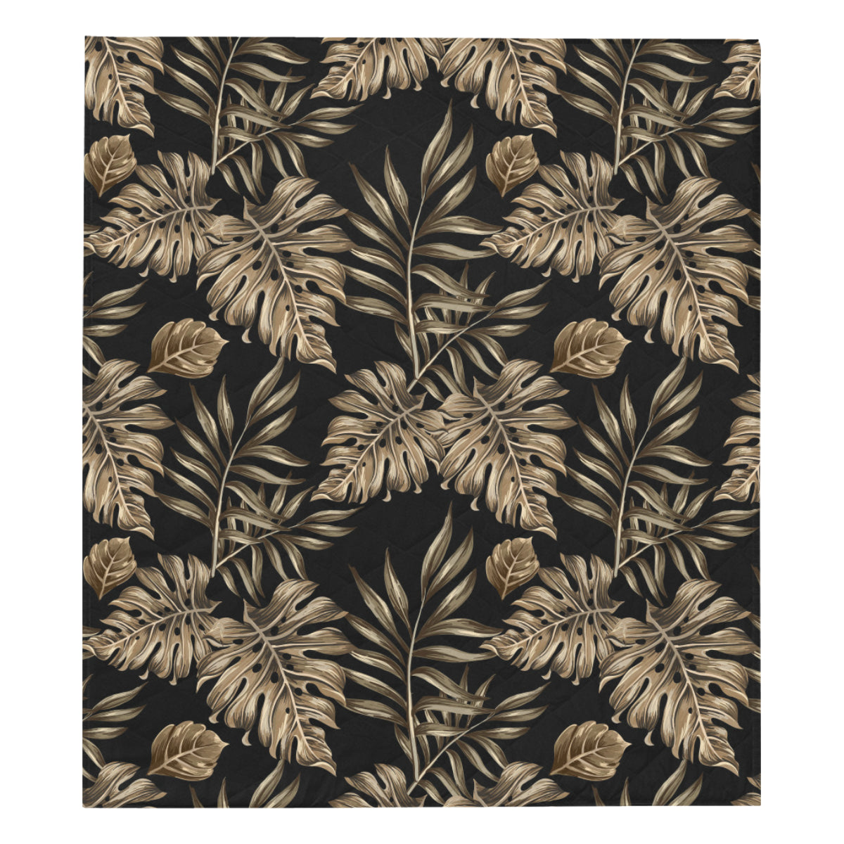 Brown Tropical Palm Leaves Premium Quilt