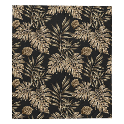 Brown Tropical Palm Leaves Premium Quilt