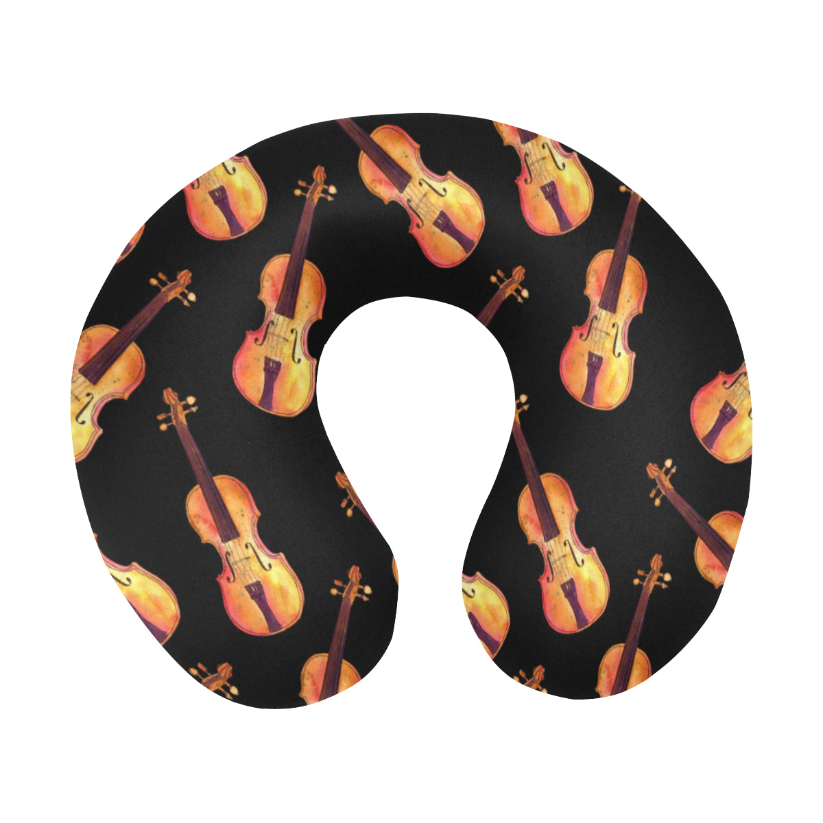 Violin Pattern Print Design 04 U-Shaped Travel Neck Pillow