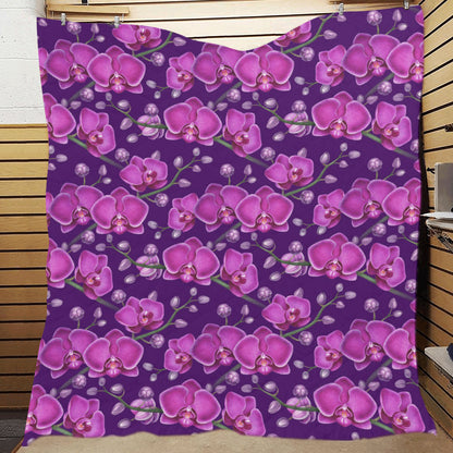 Orchid Purple Pattern Print Design OR02 Premium Quilt