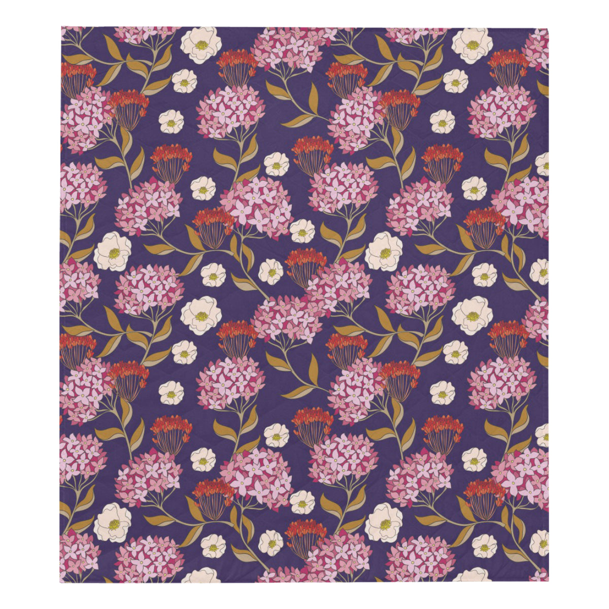 Hydrangea Pattern Print Design HD010 Premium Quilt